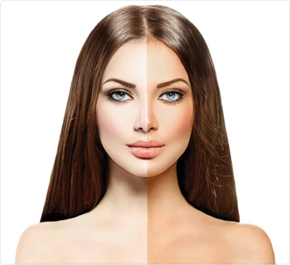 Face before and after